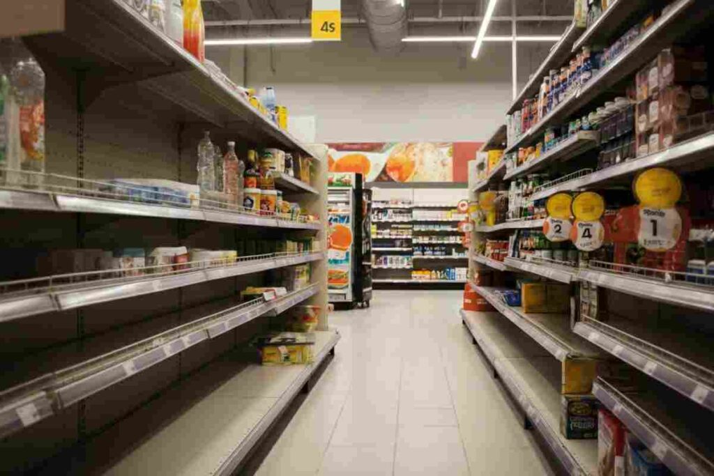 Scaffali vuoti supermercato